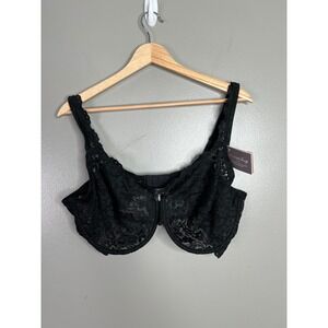 Smart & Sexy black lace unlined underwire bra 44 D floral